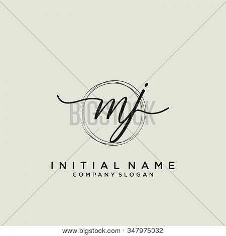Mj Initial Handwriting Logo With Circle Template Vector.