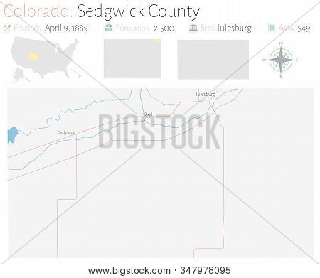 Large And Detailed Map Of Sedgwick County In Colorado, Usa.