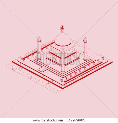 Vector Isometric Mosque Building
