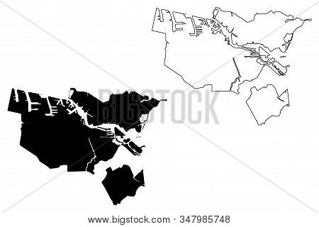 Amsterdam City (kingdom Of The Netherlands, Holland) Map Vector Illustration, Scribble Sketch City O