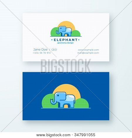 Elephan Geometry Design. Abstract Vector Sign Or Logo And Business Card Template. Premium Stationary