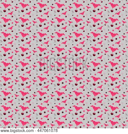 Seamless Cute Icon Love Vector Pattern. Design Print Background Image.
