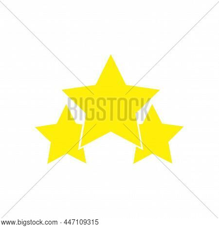 Three Golden Stars Sign. Game Element. Winner Symbol. Rating Award. Decoration Design. Vector Illust