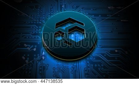 3d Rendering Zel Flux Cryptocurrency Coin On Colorful Background, Cryptocurrency Concept Color Art