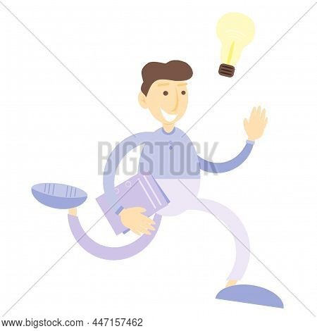 Employee With An Office Folder. Employee Has A Brilliant Idea.