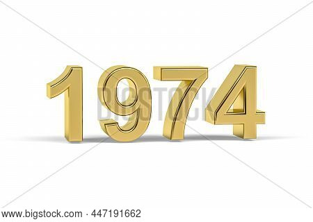 Golden 3d Number 1974 - Year 1974 Isolated On White Background - 3d Render