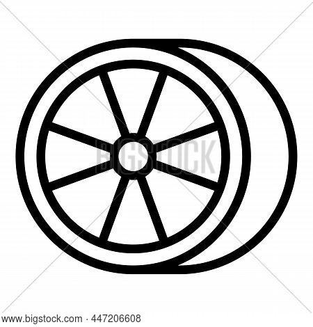 Wide Car Wheel Icon Outline Vector. Chrome Jdm. Metal Side