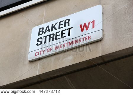 London, Uk - July 7, 2016: Baker Street Sign In London, Uk. London Is The Most Populous City In The 