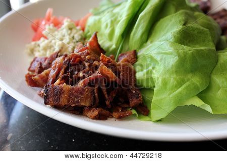 Delicious salad on white plate