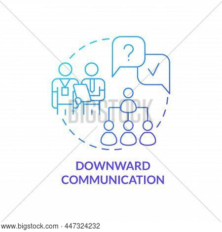 Downward Communication Blue Gradient Concept Icon. Hierarchy Abstract Idea Thin Line Illustration. I