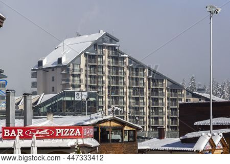 Borovets, Bulgaria - January 14, 2022: Winter View Of Ski Resort Of Borovets At Rila Mountain, Sofia