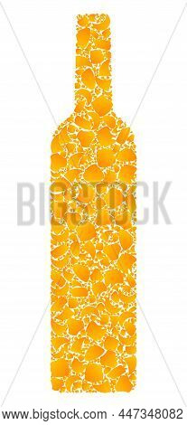 Vector Gold Wine Bottle Mosaic Icon. Wine Bottle Is Isolated On A White Background. Gold Particles M