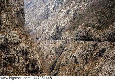River Moraca, Canyon Platije. Beautiful Canyon Of Moraca In Winter, Montenegro Or Crna Gora, Balkan,