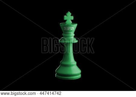 Saudi Arabia Flags Paint Over On Chess King. 3d Illustration.