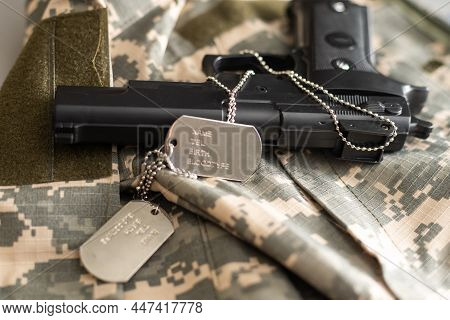 Olive Special Forces Uniform Aiming Whit Shotgun.