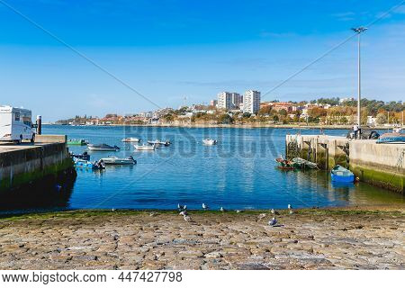 Small Fishing Boats In The Fishing Port Of Afurada Porto, Portugal