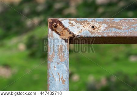 90 Degrees Angle Of A Worn Rusted Metal Structure