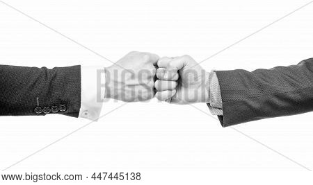 Men Pumping Hands After Successful Business Deal, Friendship Handclasp