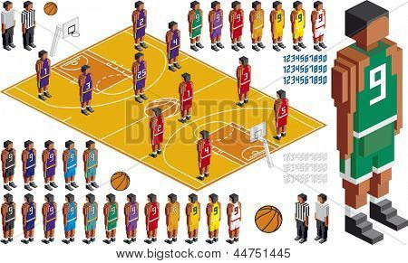 เวกเตอร์ภาพของบาสเกตบอลยุทธวิธีชุด องค์ประกอบอยู่ในชั้นการแก้ไขง่าย