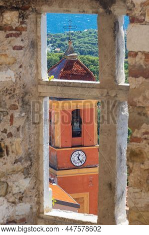 View Of The Church From The Window Of The Fortress Of The Ancient Castle In Roquebrune-cap-martin, F