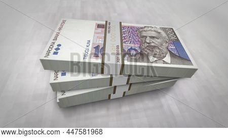Croatia Kuna Money Banknotes Pack 3D Illustration