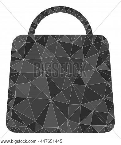 Low-poly Triangulated Shopping Bag 2d Illustration. Vector Shopping Bag Icon Filled Using Triangles.