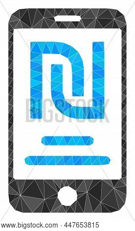Low-poly Triangulated Shekel Mobile Account Icon Illustration. Vector Shekel Mobile Account Icon Is 