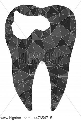Low-poly Triangulated Tooth Caries Icon Illustration. Vector Tooth Caries Icon Filled Using Triangle