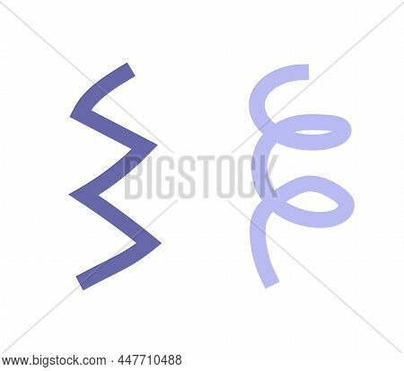 Vector Flat Simplified Concept With Purple (very Peri) Zigzag And Spiral Light Violet Lines. Illustr