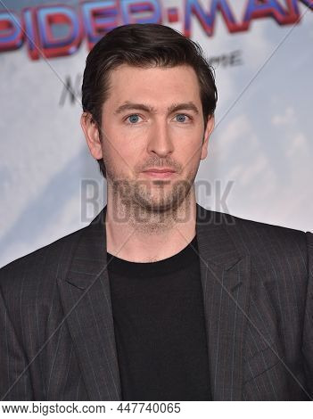 LOS ANGELES - OCT 08: Nicholas Braun arrives for the âSpider-Man: No Way Homeâ LA Premiere on December 13, 2021 in Westwood, CA