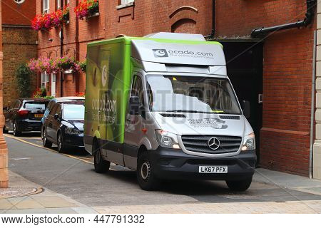 London, Uk - July 15, 2019: Ocado Grocery Delivery Mercedes Sprinter Van In London, Uk. Ocado Is A B