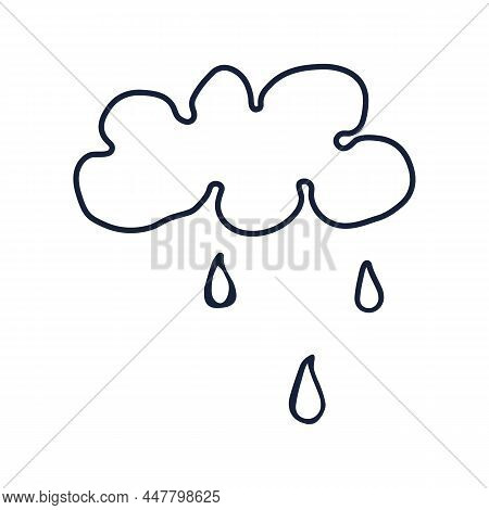 Flat Spring Cute Rain Cloudr And Leaves On Isolated White Background. Pink Color. Vector Illustratio