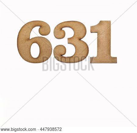Number 631 In Wood, Isolated On White Background