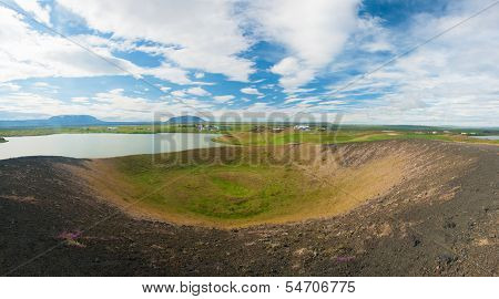 View at pseudo craters near the lake Myvatn - northern Iceland