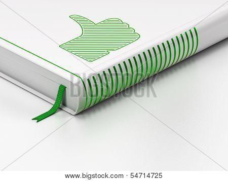 Social network concept: closed book, Thumb Up on white