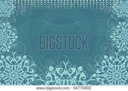 turquoise background with blue pattern.