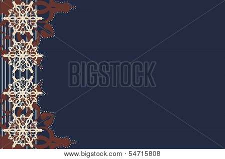 dark blue background with a lateral pattern.