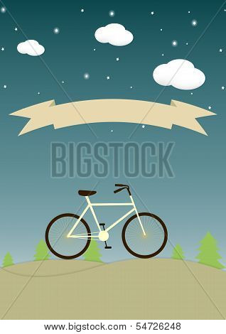 Vintage Background With Bicycle And Place For Your Text In The Background Night Scenery