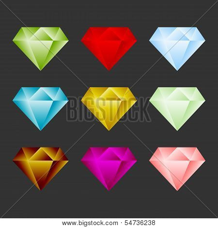 Gem Icon Set. Game Resource Or Emblem. Vector