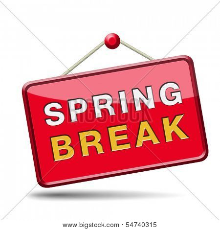 spring break holliday or school vacation icon or button