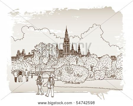 Vienna, Austria. Vector drawing.