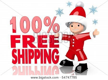 100 Percent Freeshipping Sign Presented By Mini Santa Claus
