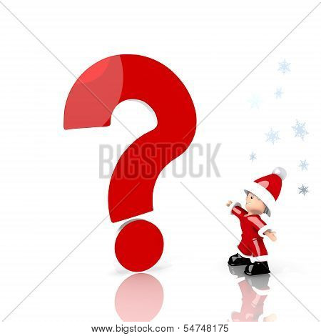 Mini Santa Claus With Giant Question Label