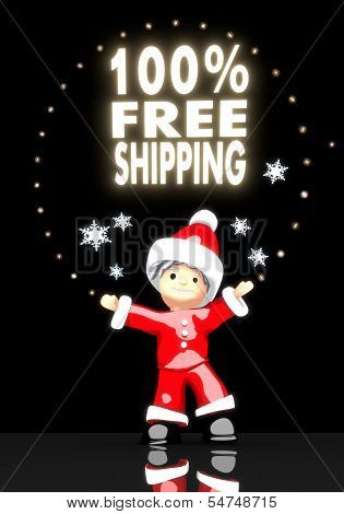 Santa Claus Under A Glaring 100 Percent Freeshipping Symbol