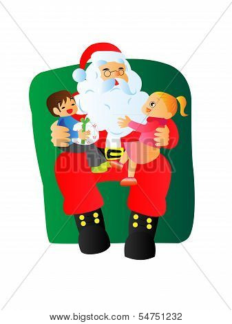 children sitting on santa's lap