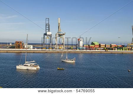 View To Harbor Of  Puerto Naos In Arrecife, Spain