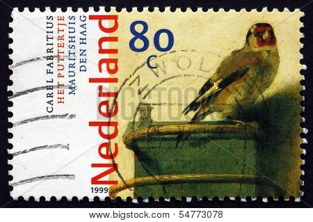 Postage Stamp Netherlands 1999 Goldfinch, By Carel Fabritius