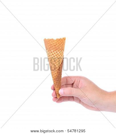 Hand hold wafer cup for ice-cream.