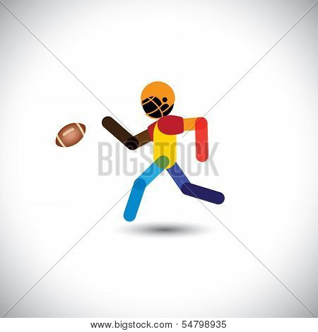 Colorful Vector Of A American Football Player Running For Ball