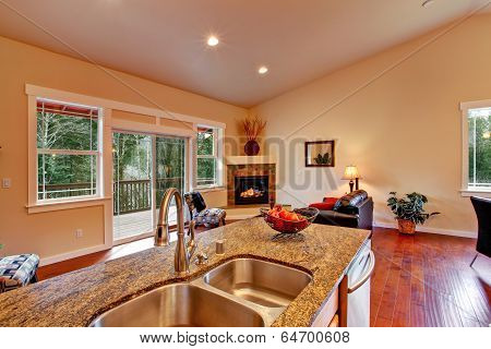 View Of Living Room From Kitchen Area